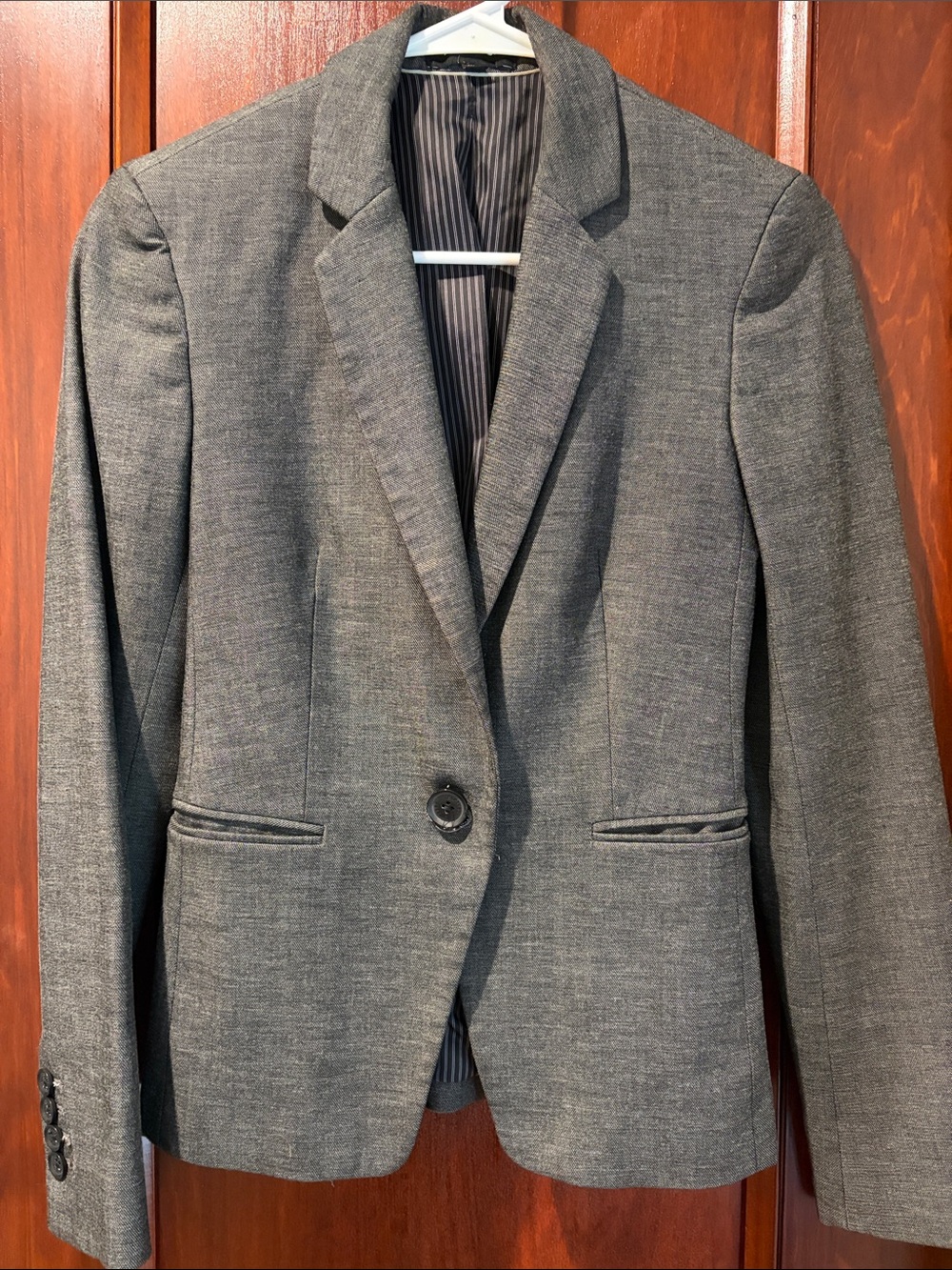 Express Women's Charcoal Gray Single-Button Tailored Blazer